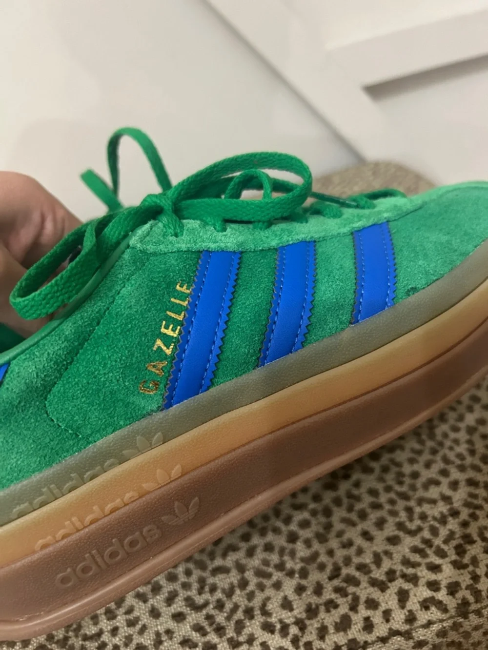 adidas Gazelle Bold Platform Sneakers - Green Blue Gum IE1370 Size 6.5